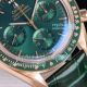 Swiss Replica Omega Speedmaster Moonwatch Rose Gold Green Leather Strap 42mm Watch (5)_th.jpg